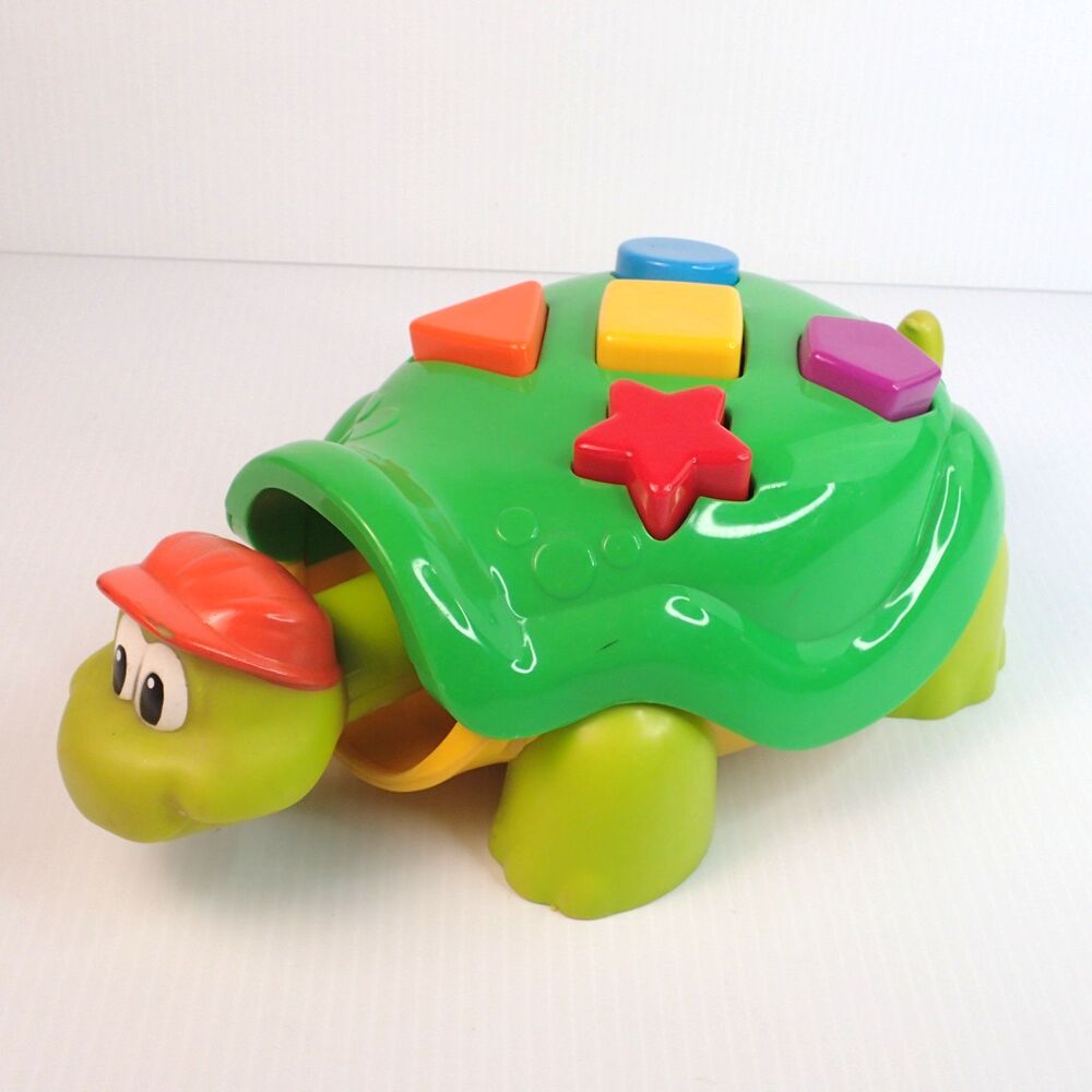 Vintage 2002 Fisher Price Tappy the Green Turtle Shape Press Baby Toy